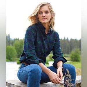 LL Bean Scotch Plaid Flannel Shirt Relaxed Size S